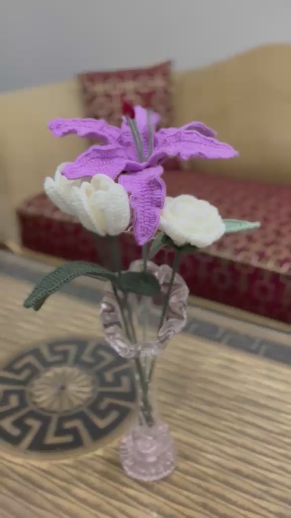 Lilly and Tulip Crochet Flower Bouquet