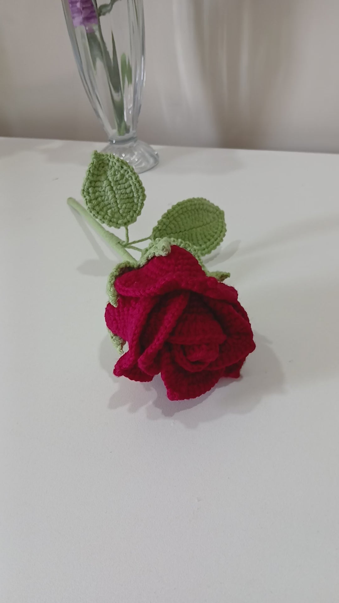 Red Rose Crochet Flower