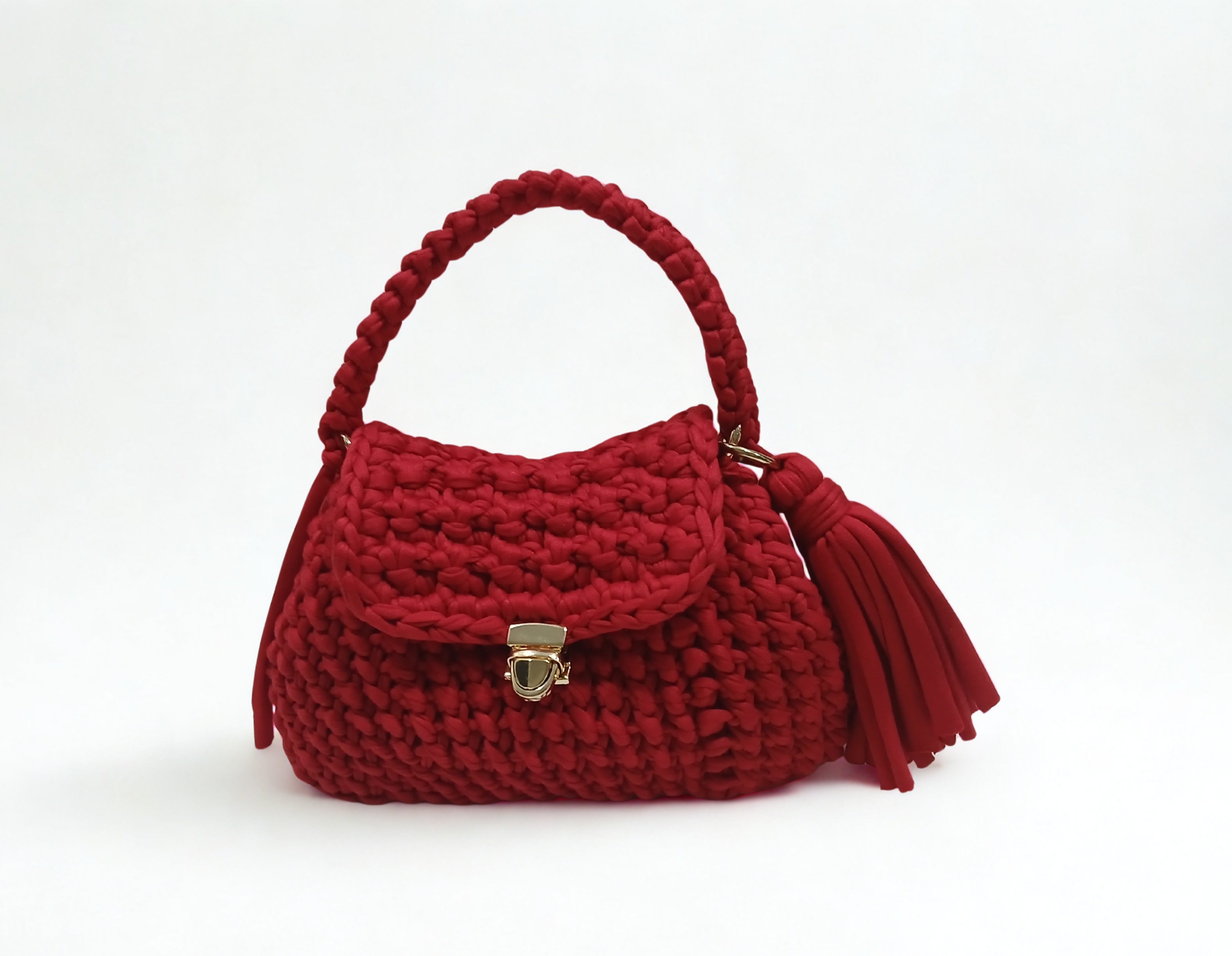 Red Tshirt Yarn Crochet Clutch
