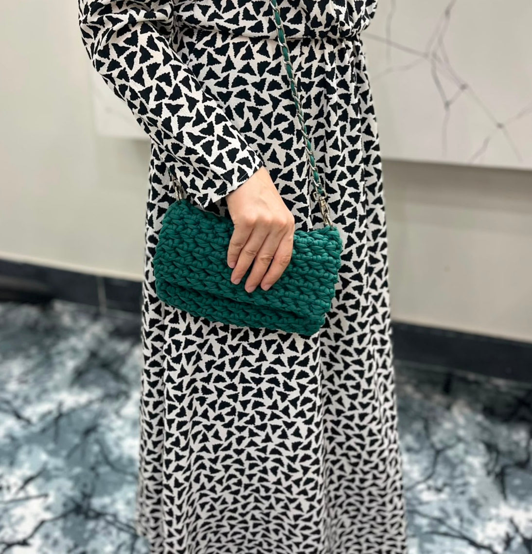 Green Tshirt Yarn Crochet Clutch