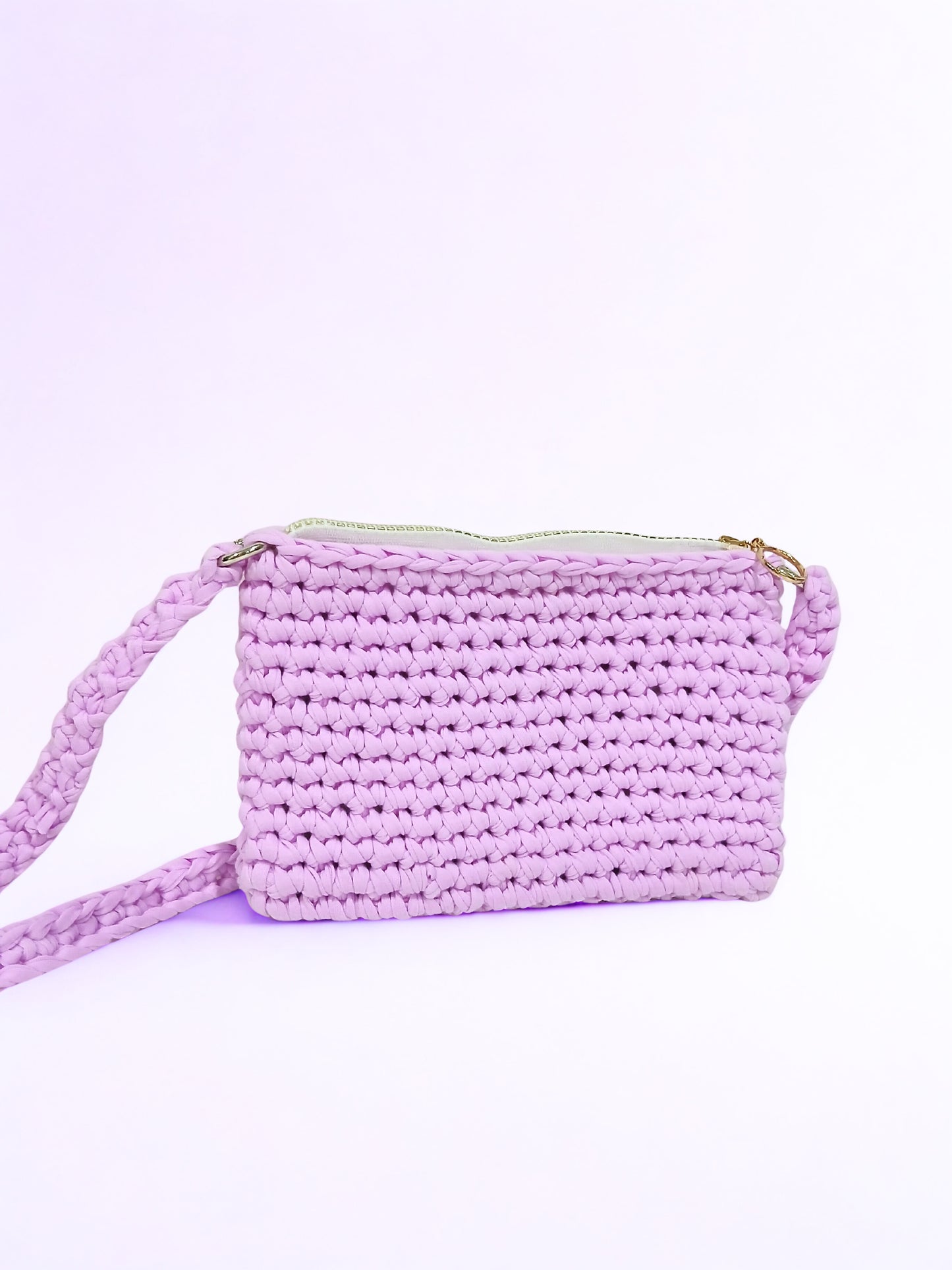 Pink Tshirt Yarn Crossbody Bag