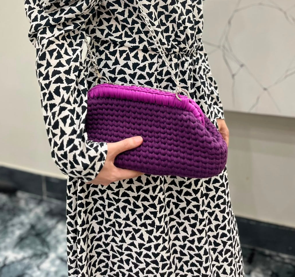 Purple Crochet Shoulder Bag