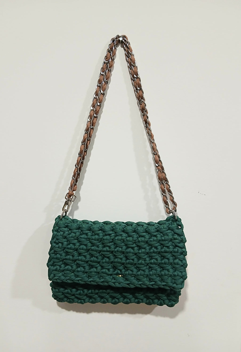 Green Tshirt Yarn Crochet Clutch