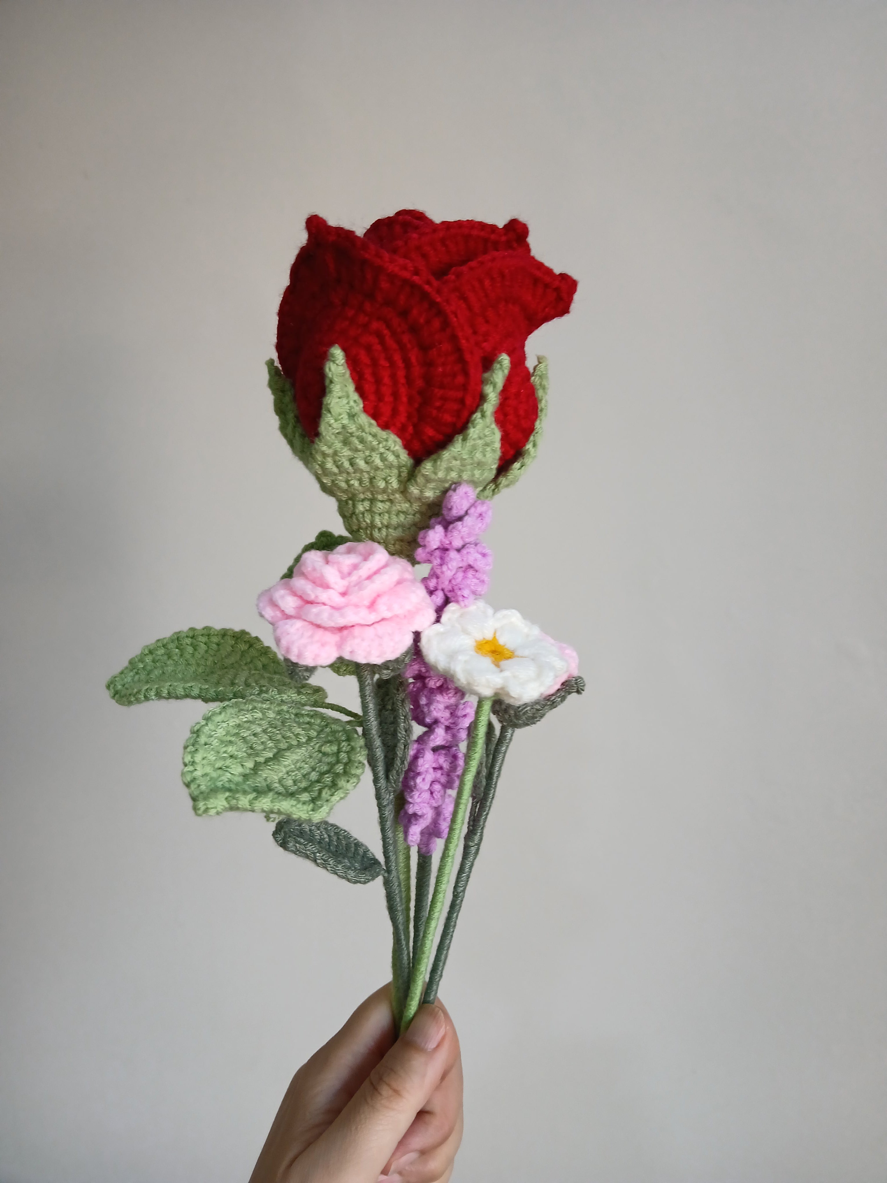 Red Rose Crochet Flower