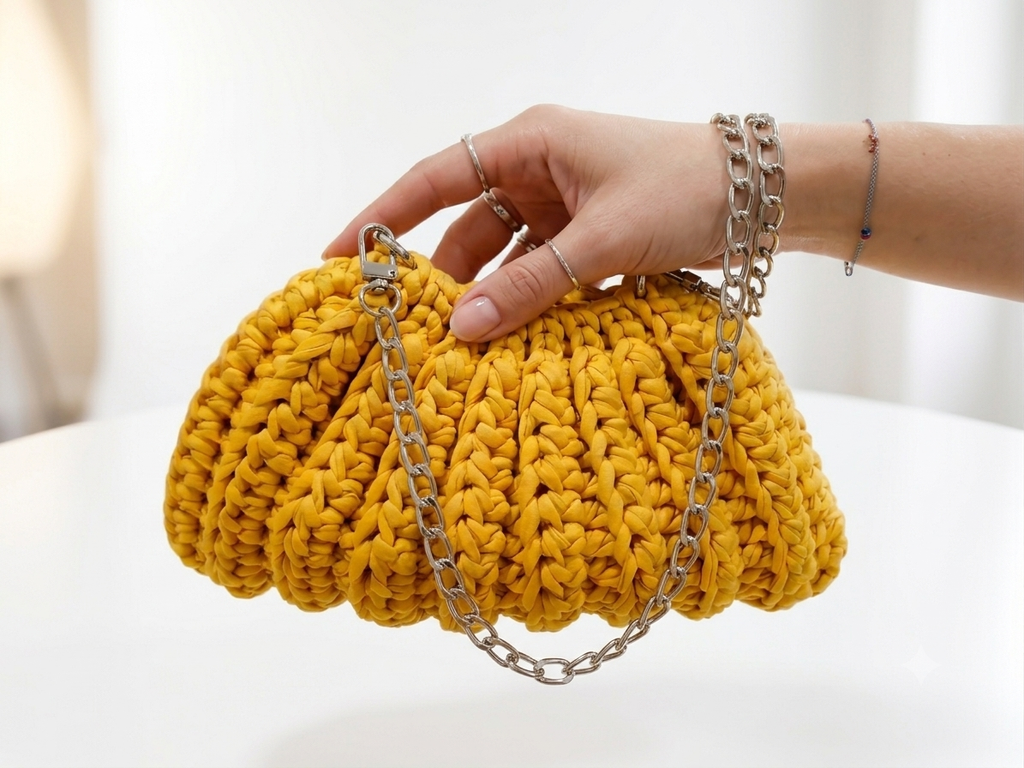 Pouch Crochet Bag with Chain Strap