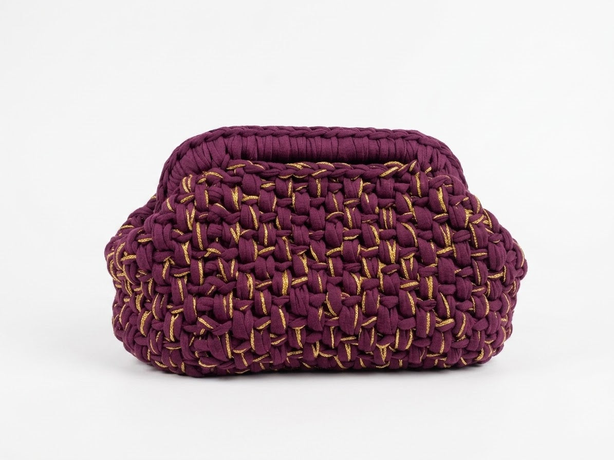 Plum Luxury Crochet Bag with Chain