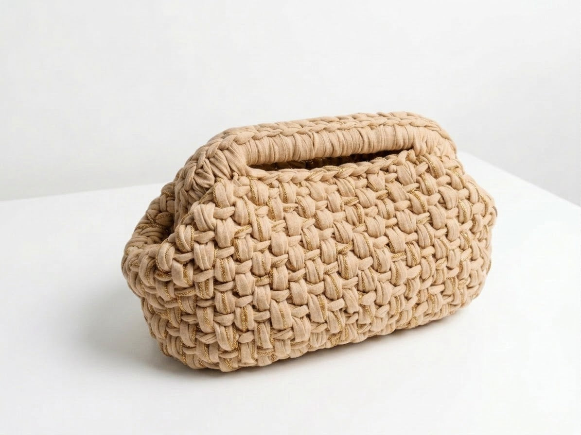 Plum Luxury Crochet Bag with Chain