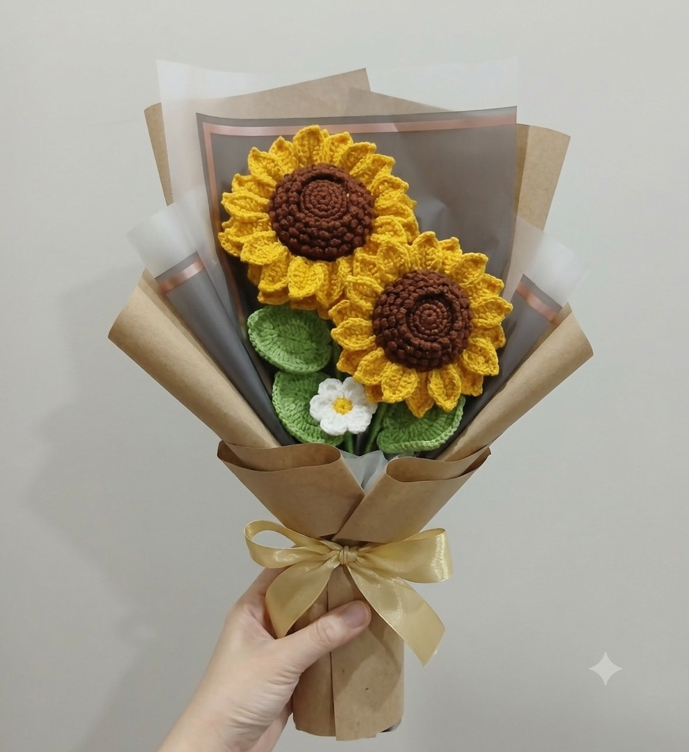 Double Sunshine Crochet 🌻 Bouquet