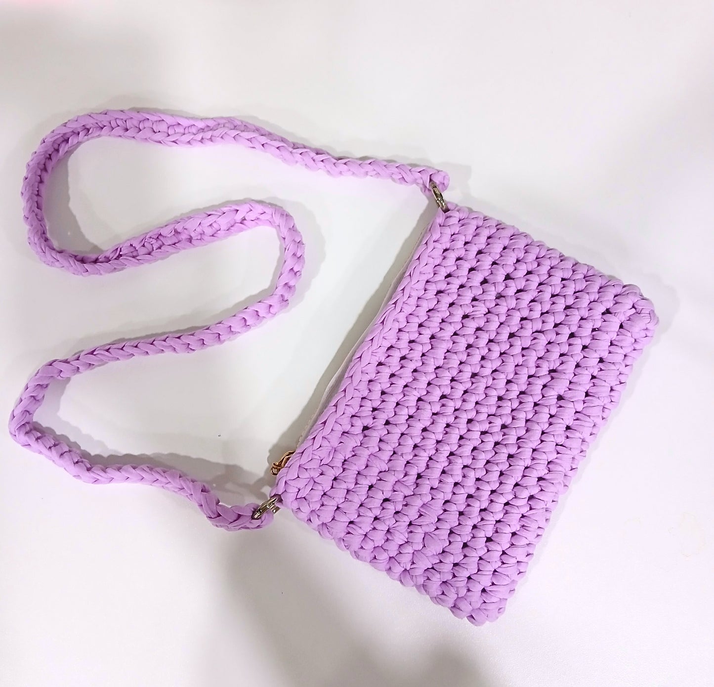 Pink Tshirt Yarn Crossbody Bag