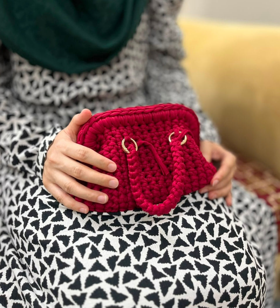 Crimson Tshirt Yarn Bag