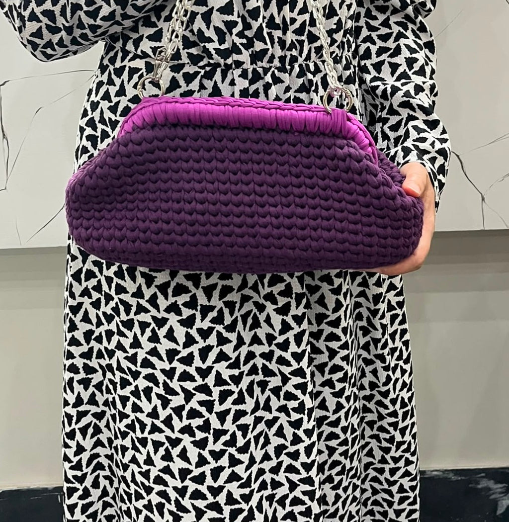 Purple Crochet Shoulder Bag