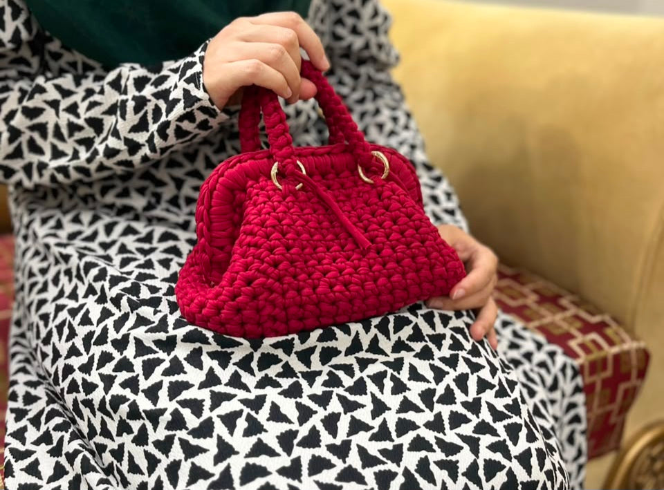 Crimson Tshirt Yarn Bag
