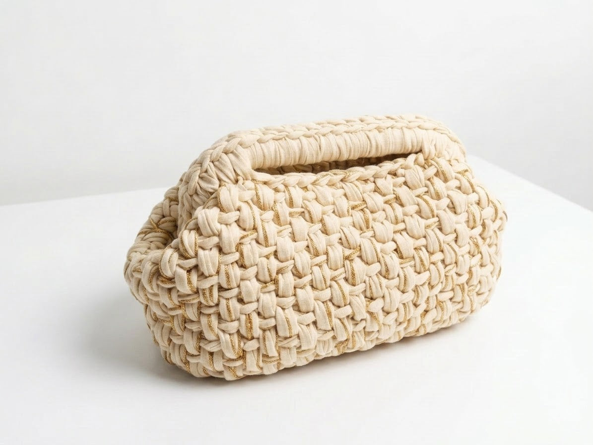 Plum Luxury Crochet Bag with Chain