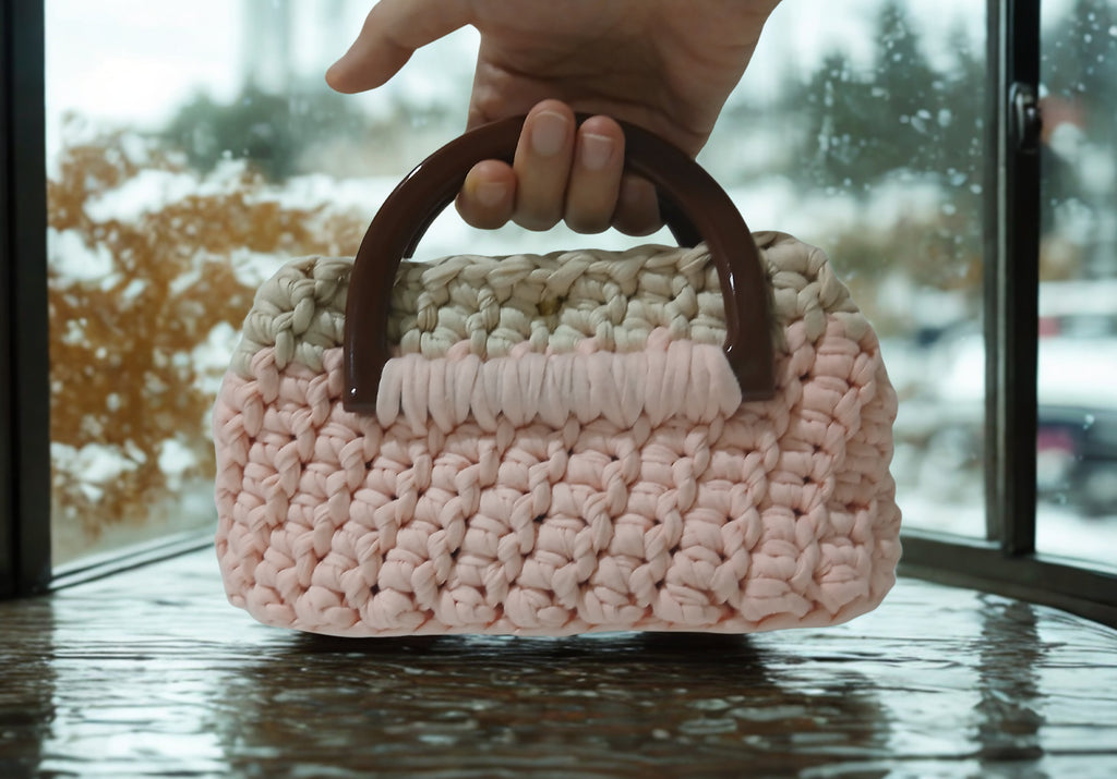 Pink Mini Bag with Wooden Handles