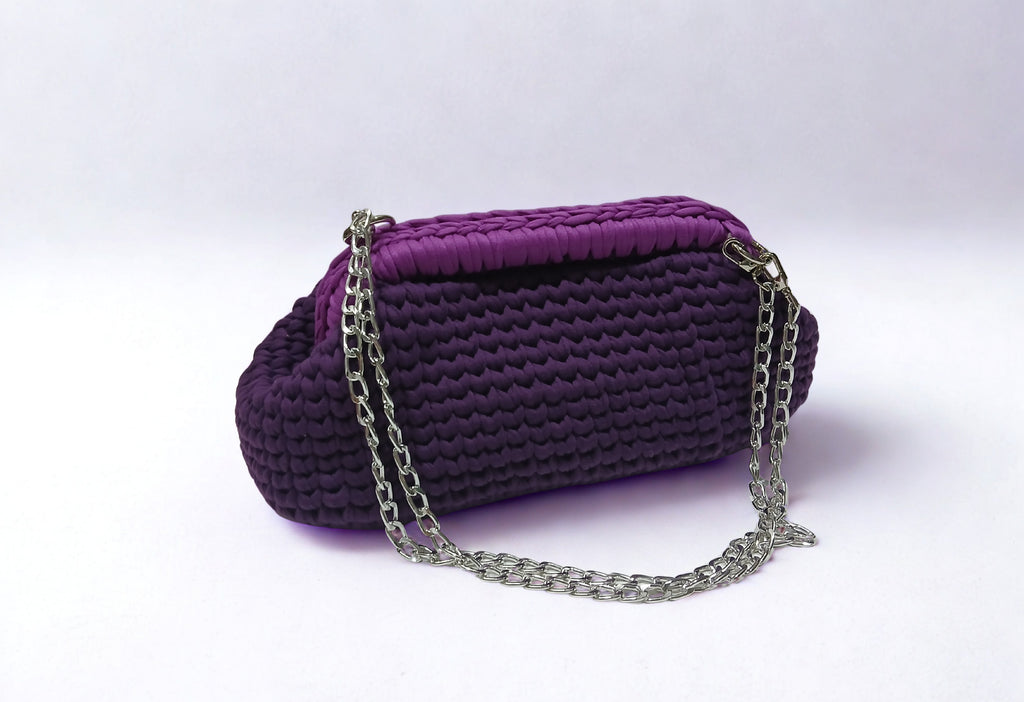 Purple Crochet Shoulder Bag