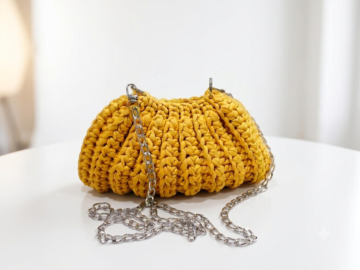 Pouch Crochet Bag with Chain Strap