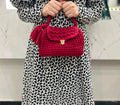 Deep Red Tshirt Yarn Mini Clutch Bag