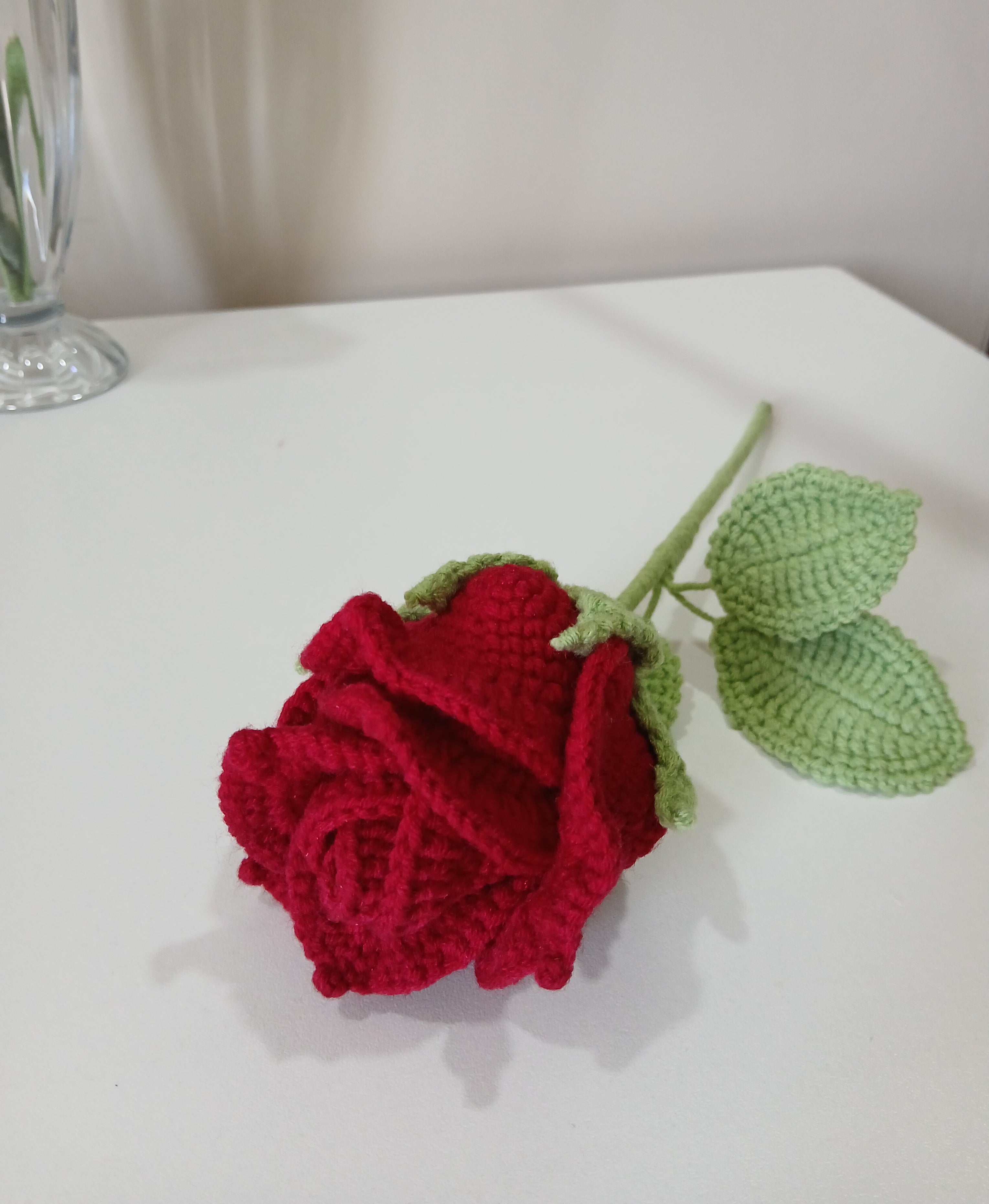 Red Rose Crochet Flower