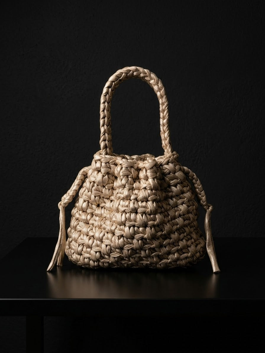 Metallic Gold Braided Mini Bag