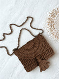 Brown Tshirt Yarn Crochet Clutch