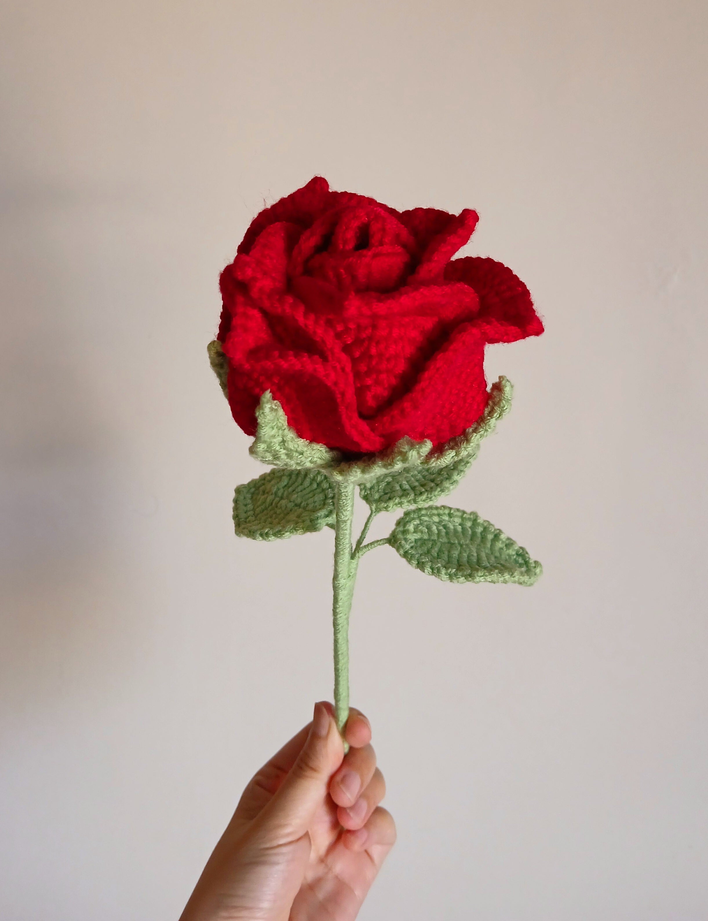 Red Rose Crochet Flower