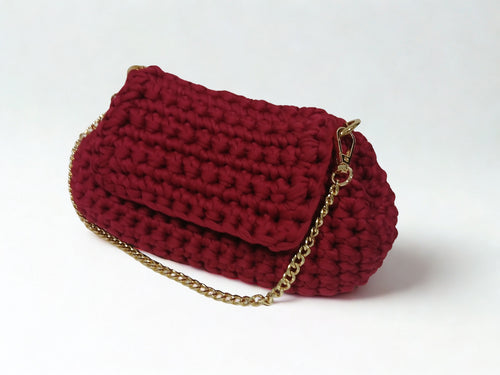 Maroon Mini Bag with a chain