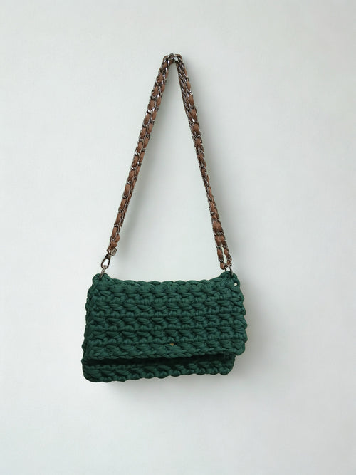 Green Tshirt Yarn Crochet Clutch