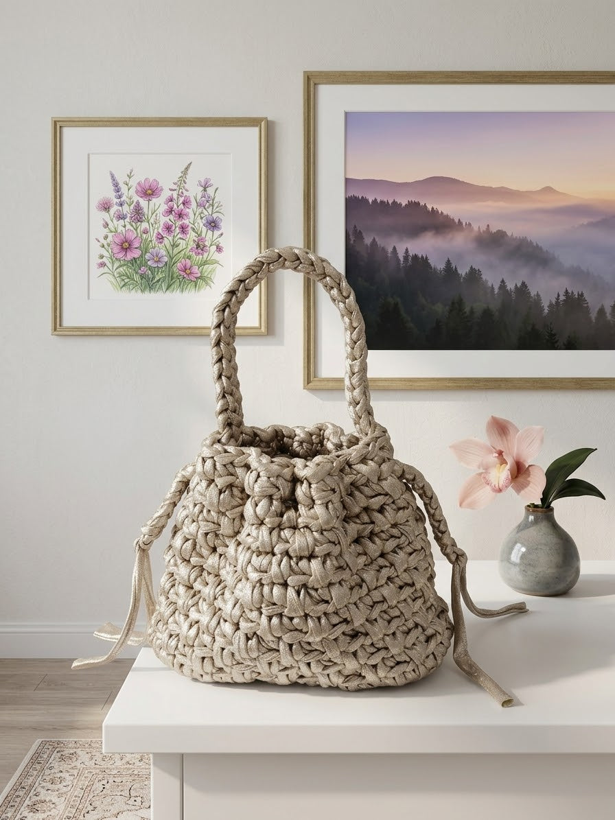 Metallic Gold Braided Mini Bag