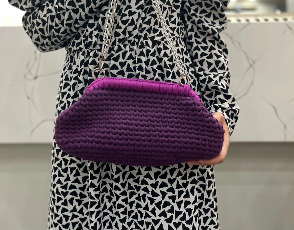 Purple Crochet Shoulder Bag