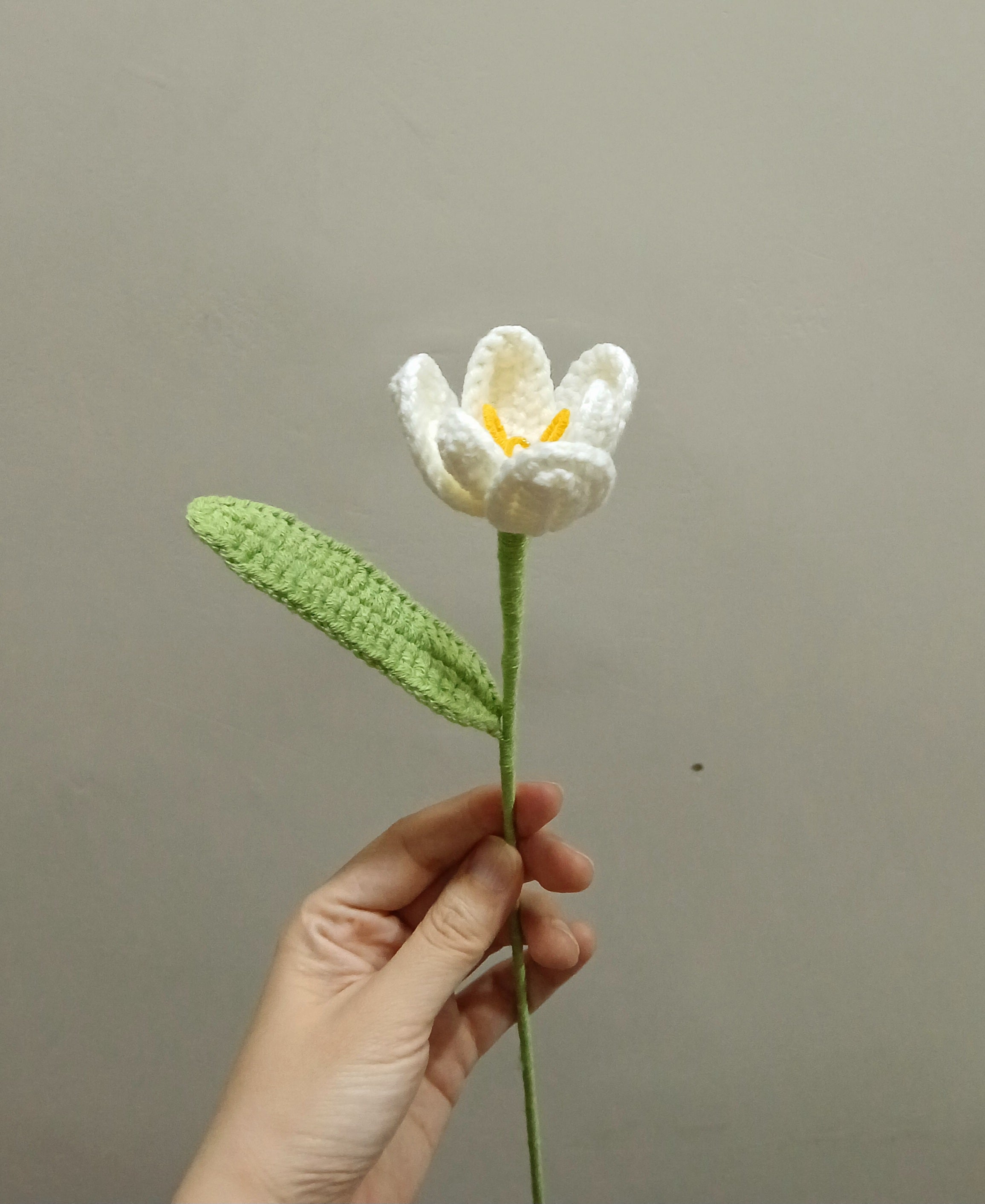 Handmade Crochet White Tulip Bouquet