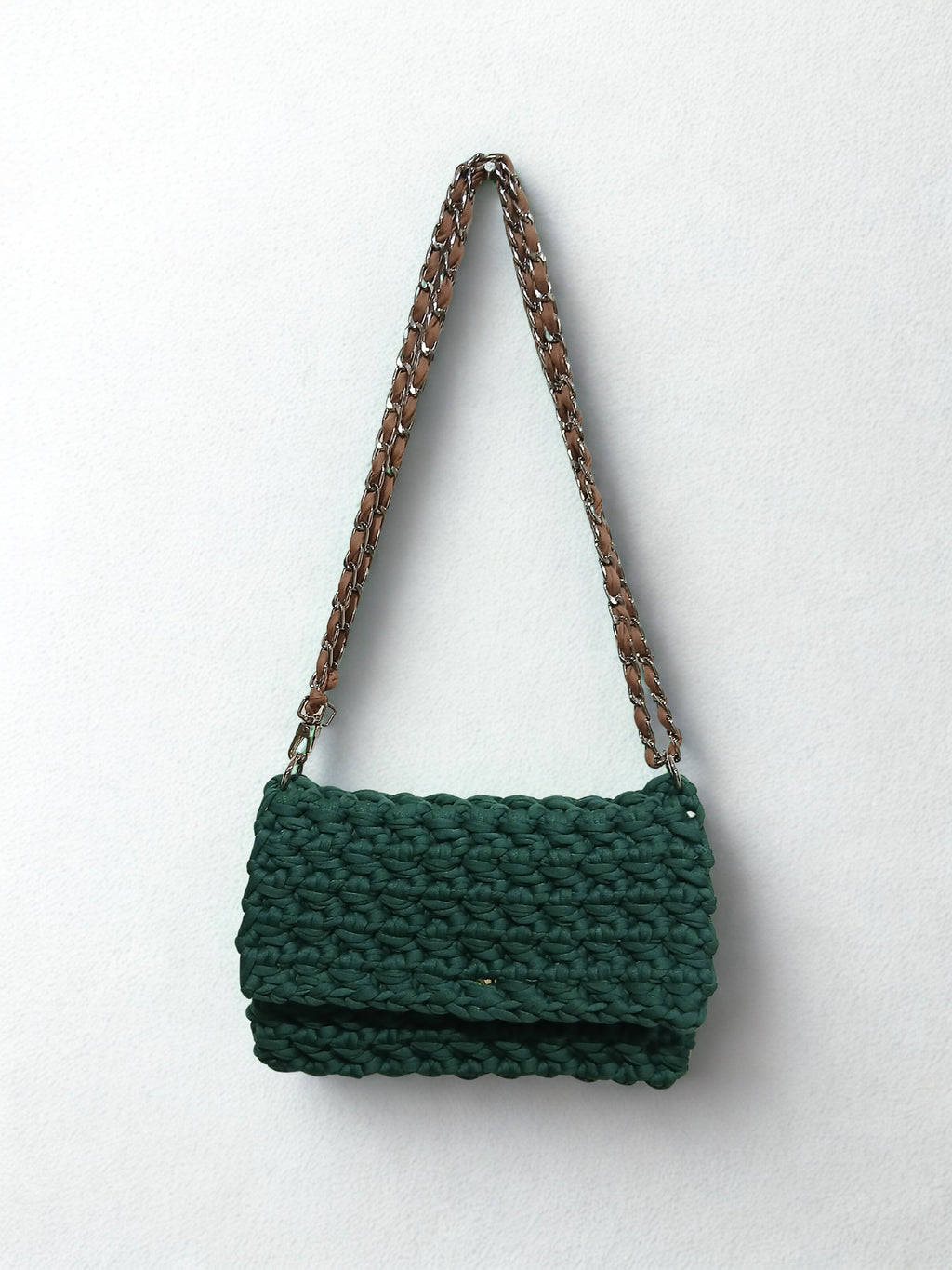 Green Tshirt Yarn Crochet Clutch