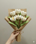 Handmade Crochet White Tulip Bouquet