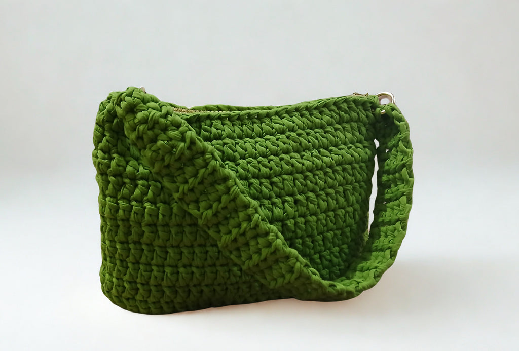 Green Tshirt Yarn Shoulder Bag