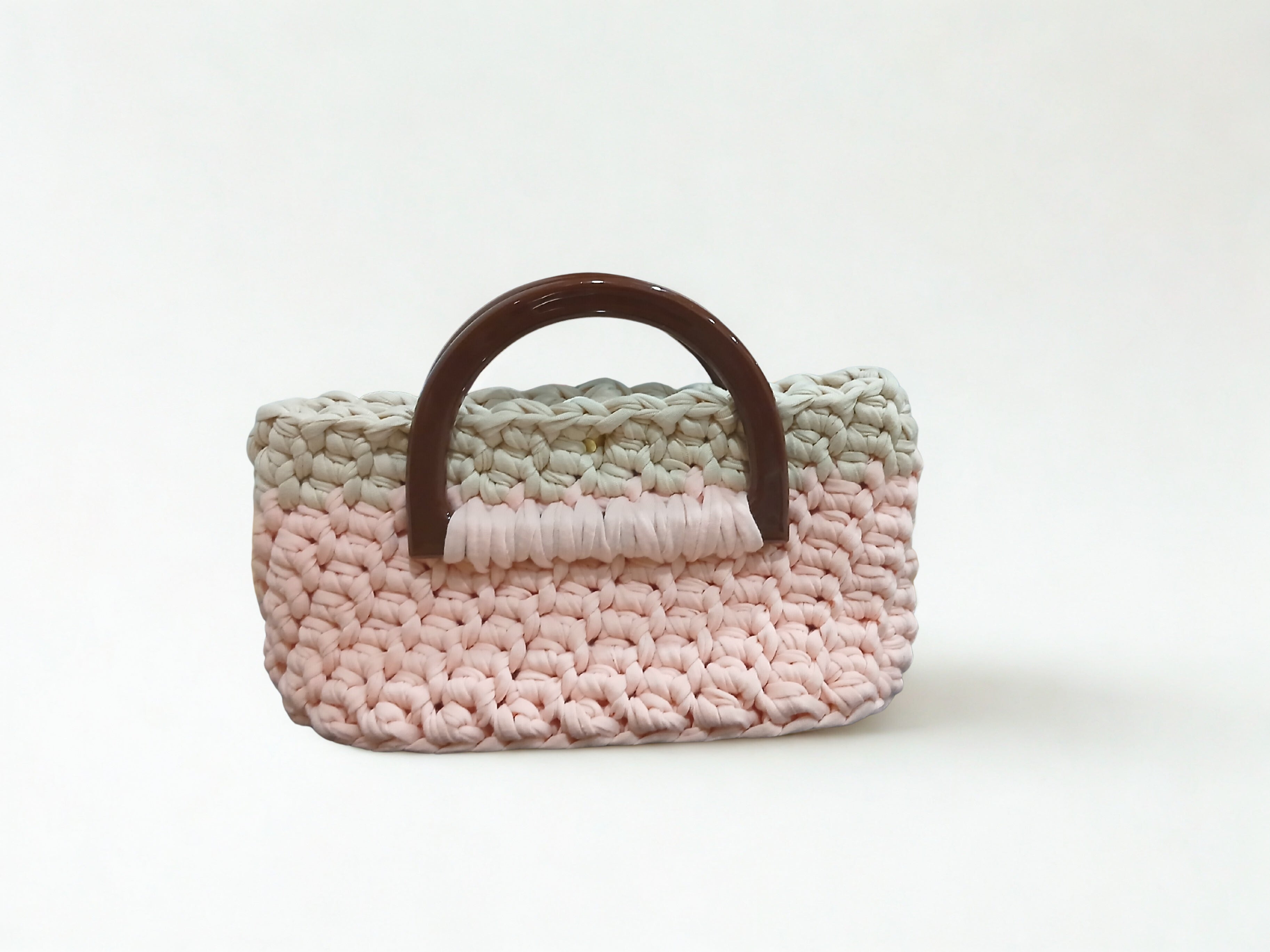 Pink Mini Bag with Wooden Handles