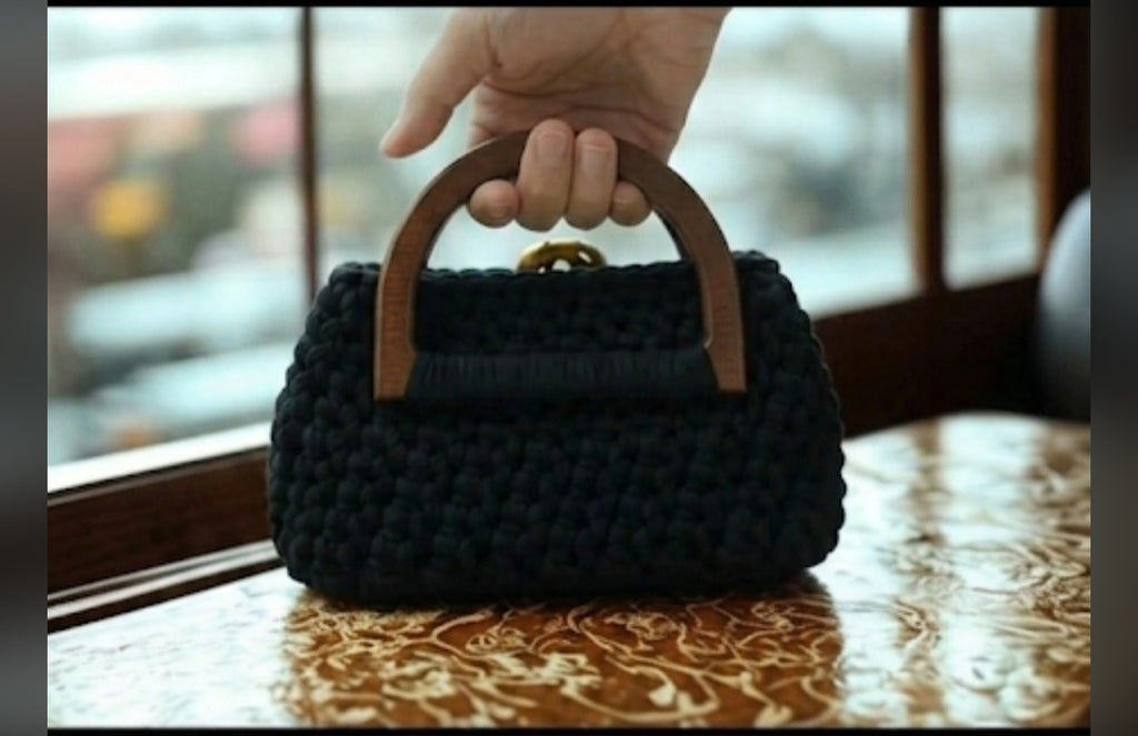 Pink Mini Bag with Wooden Handles
