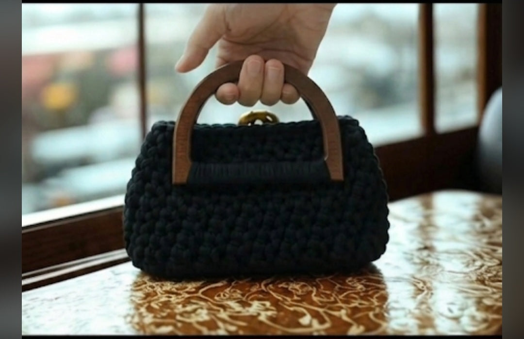 Pink Mini Bag with Wooden Handles