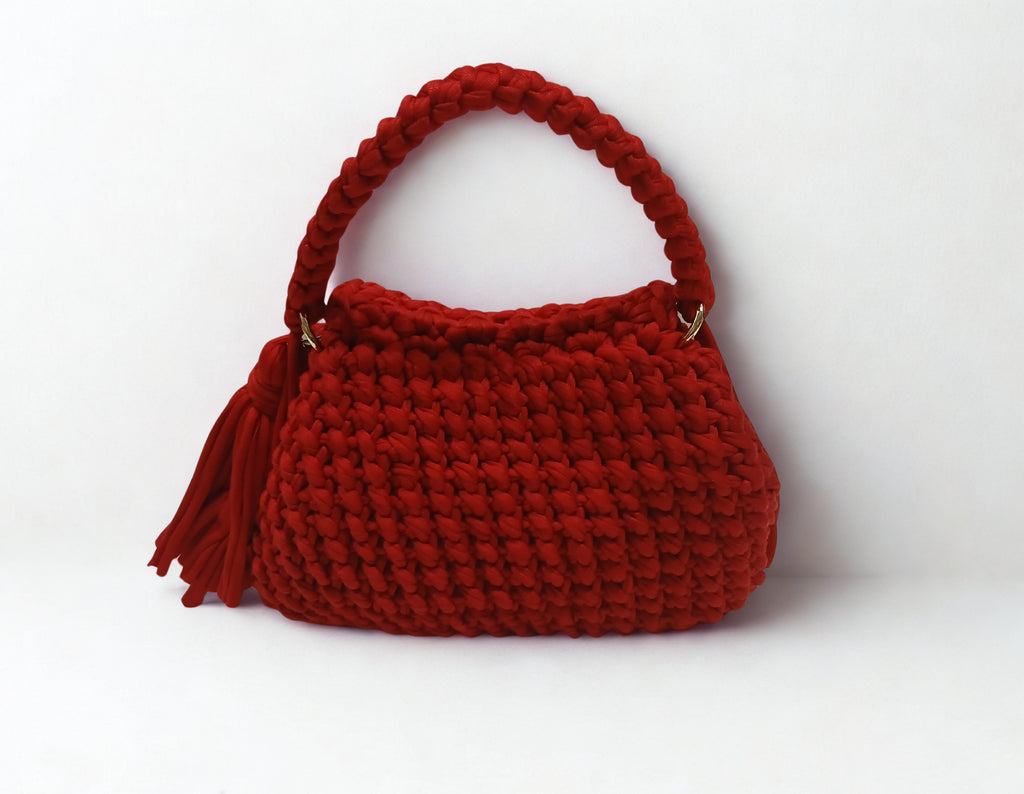 Red Tshirt Yarn Crochet Clutch