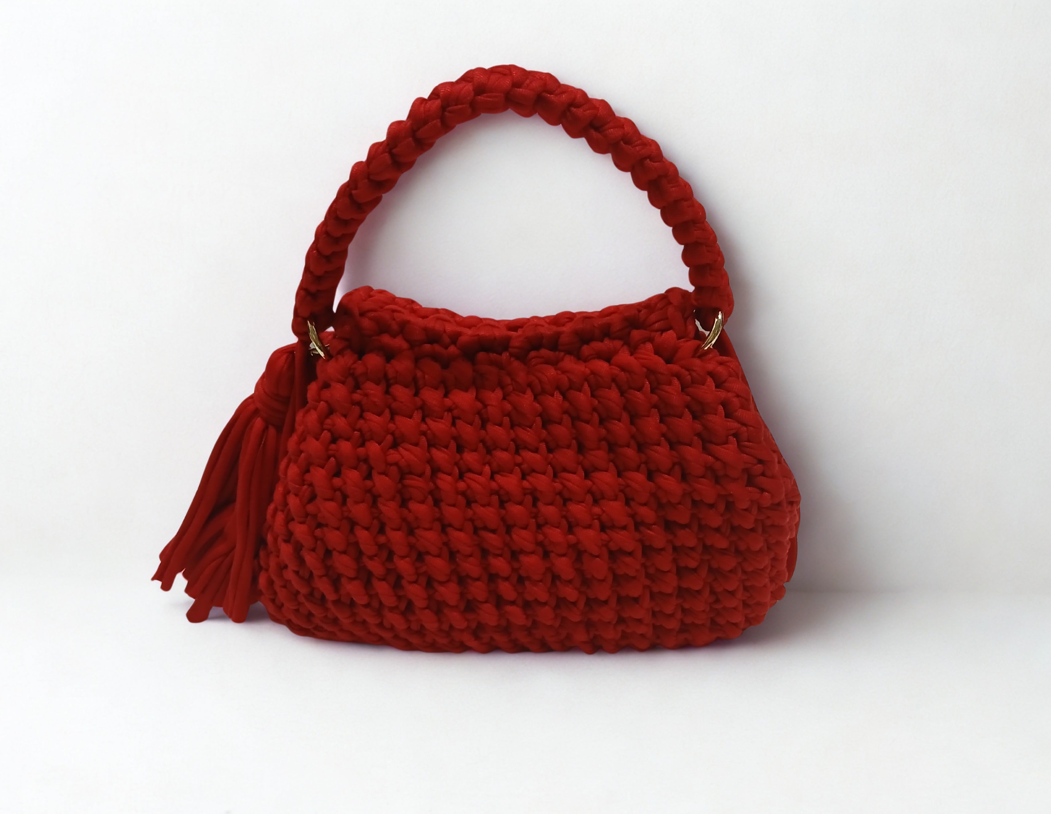 Red Tshirt Yarn Crochet Clutch