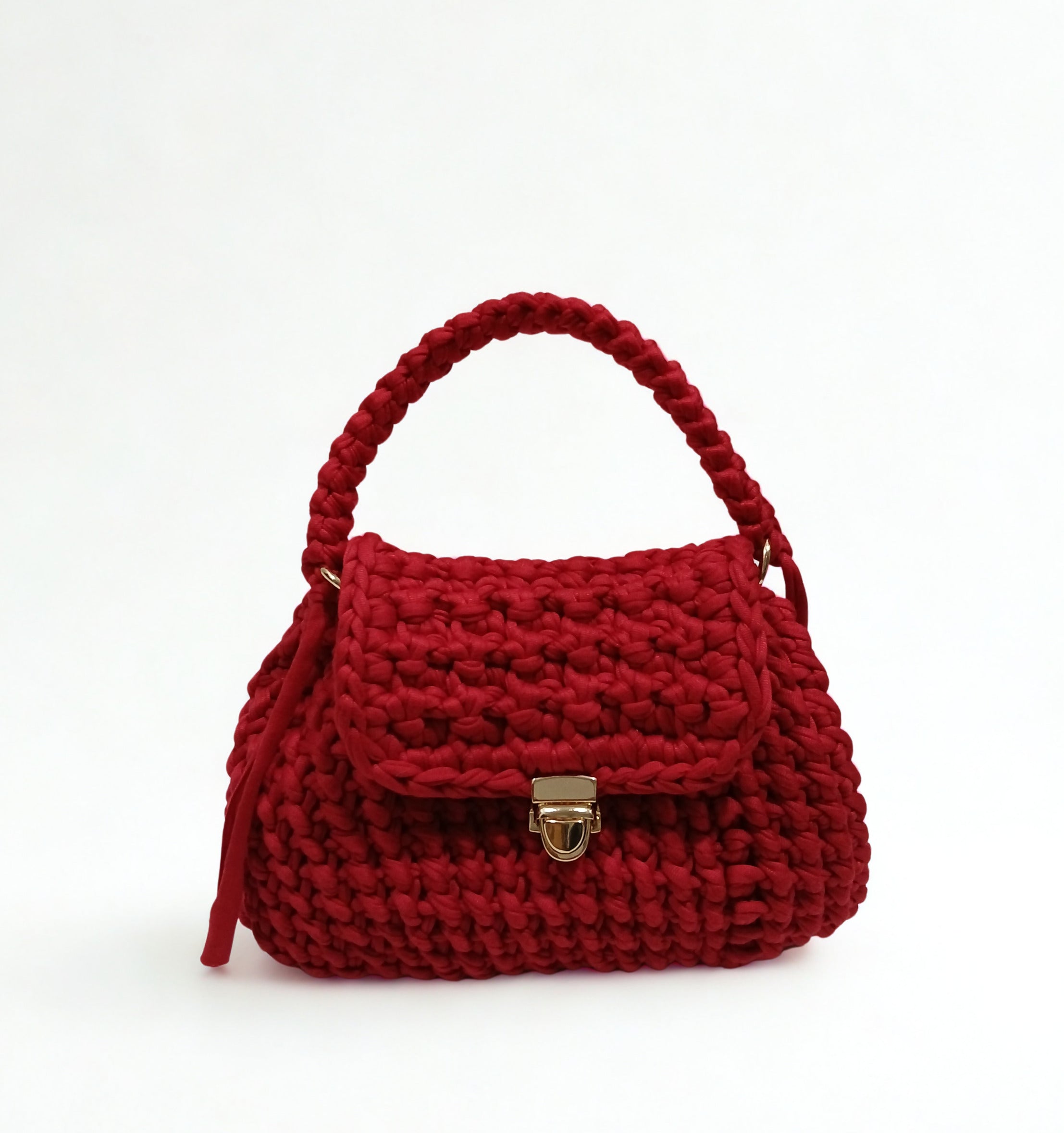 Red Tshirt Yarn Crochet Clutch